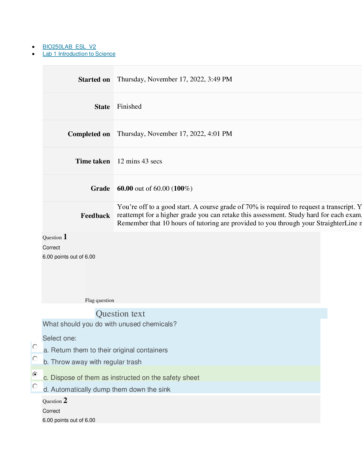 Preview image for BIO250 Lab 1 Introduction to Science QUIZ[ A+ GRADED]